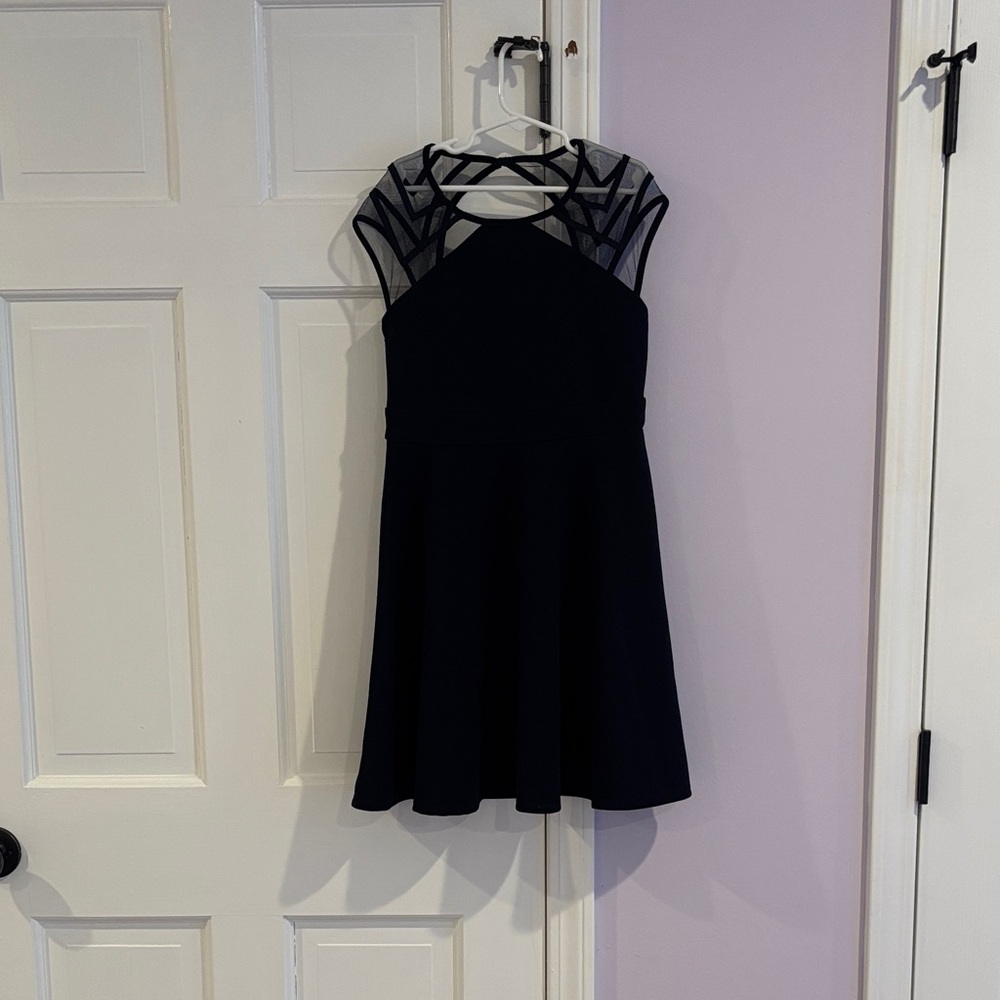 Honey and Rosie Navy Dress with Mesh Accents